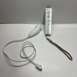 Official OEM Nintendo Wii Remote White with Nunchuck RVL-003 Tested